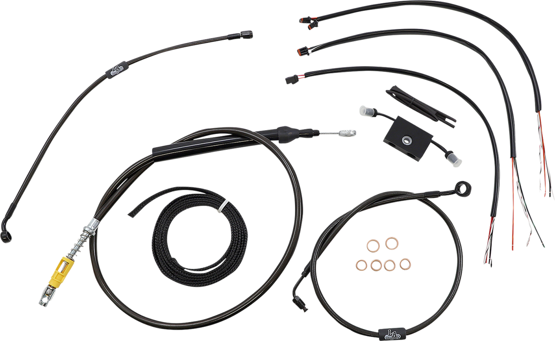 LA CHOPPERS Handlebar Cable/Brake Line Kit - Quick Connect - Complete - 15" - 17" Handlebars - Midnight - Softail '18-'22 - LA-8157KT2-16M