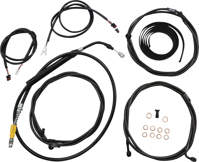 LA CHOPPERS Cable Kit - 12" - 14" Handlebars - ABS - Midnight - FLH '21-'22 - LA-8056KT3-13M