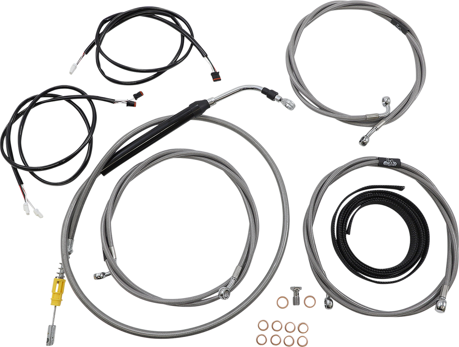 LA CHOPPERS Cable Kit - 15" - 17" Handlebars - ABS - Stainless - FL '21-'22 - LA-8056KT3-16