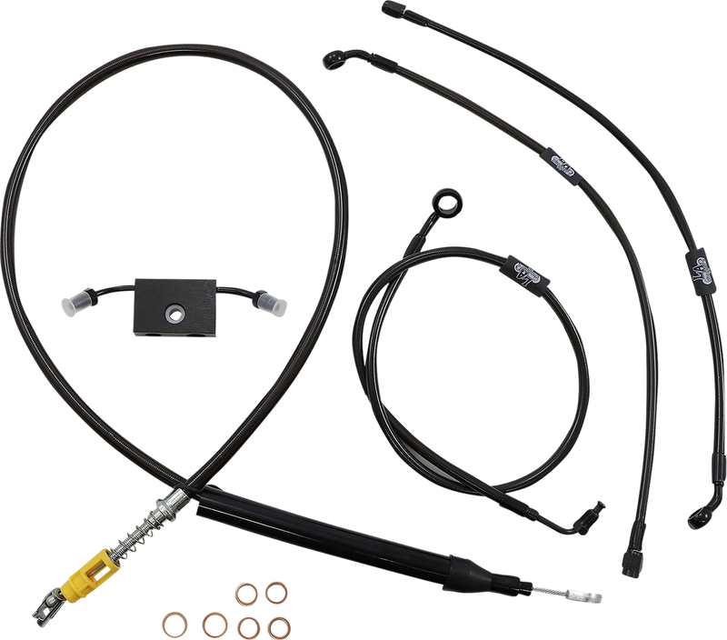 LA CHOPPERS Handlebar Cable/Brake Line Kit - Quick Connect - 12" - 14" Ape Hanger Handlebars - Midnight - Softail '18-'22 - LA-8157KT-13M