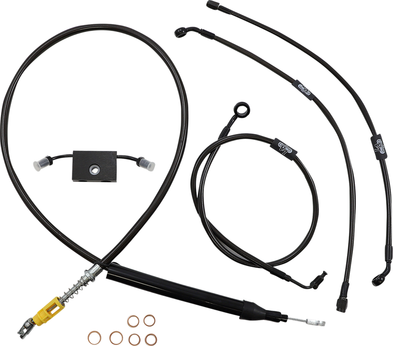 LA CHOPPERS Handlebar Cable/Brake Line Kit - Quick Connect - 12" - 14" Ape Hanger Handlebars - Midnight - Softail '18-'22 - LA-8157KT-13M