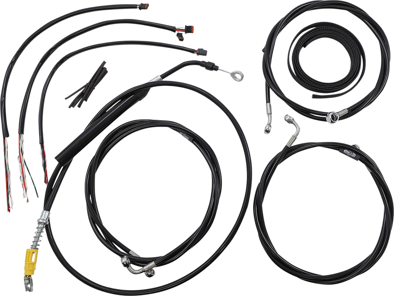 LA CHOPPERS Handlebar Cable/Brake Line Kit - Complete - 15" - 17" Handlebars - Black Vinyl - FLH '21-'22 - LA-8056KT2-16B