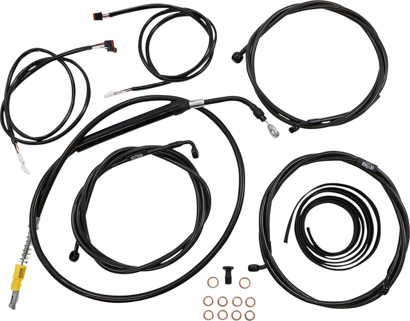 LA CHOPPERS Cable Kit - 15" - 17" Handlebars - ABS - Midnight - FLH '21-'22 - LA-8056KT3-16M