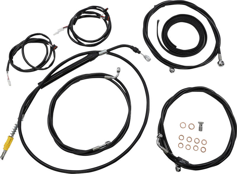 LA CHOPPERS Cable Kit - 18" - 20" Handlebars - ABS - Black - FLH '21-'22 - LA-8056KT3-19B