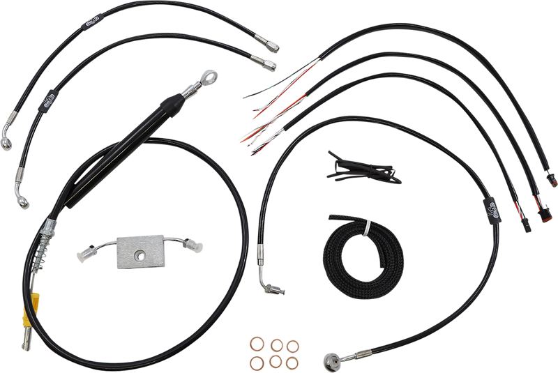 LA CHOPPERS Handlebar Cable/Brake Line Kit - Quick Connect - Complete - 12" - 14" Handlebars - 18+Softail - Black LA-8157KT2-13B