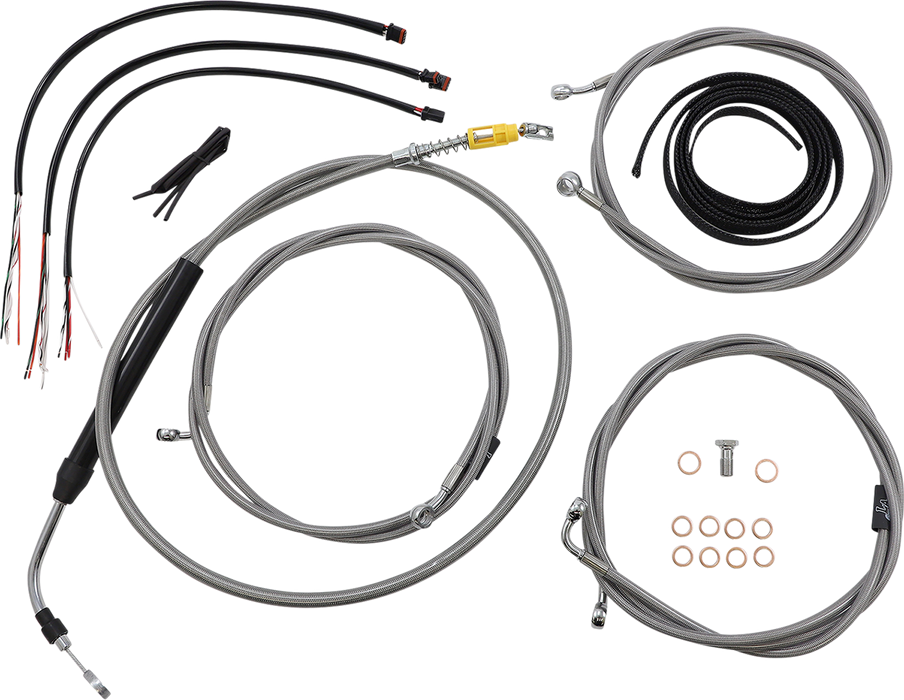 LA CHOPPERS Handlebar Cable/Brake Line Kit - Complete - 18" - 20" Handlebars - Stainless - FL '21-'22 - LA-8056KT2-19