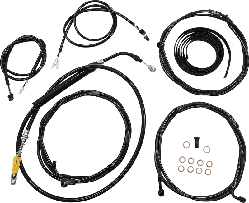 LA CHOPPERS Cable Kit - 15" - 17" Handlebars - ABS - Black - FLH '21-'22 - LA-8056KT3-16B