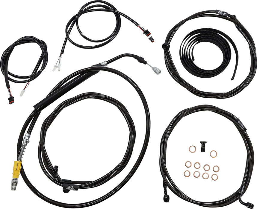 LA CHOPPERS Cable Kit - 15" - 17" Handlebars - ABS - Black - FL '21-'22 - LA-8056KT3-16B