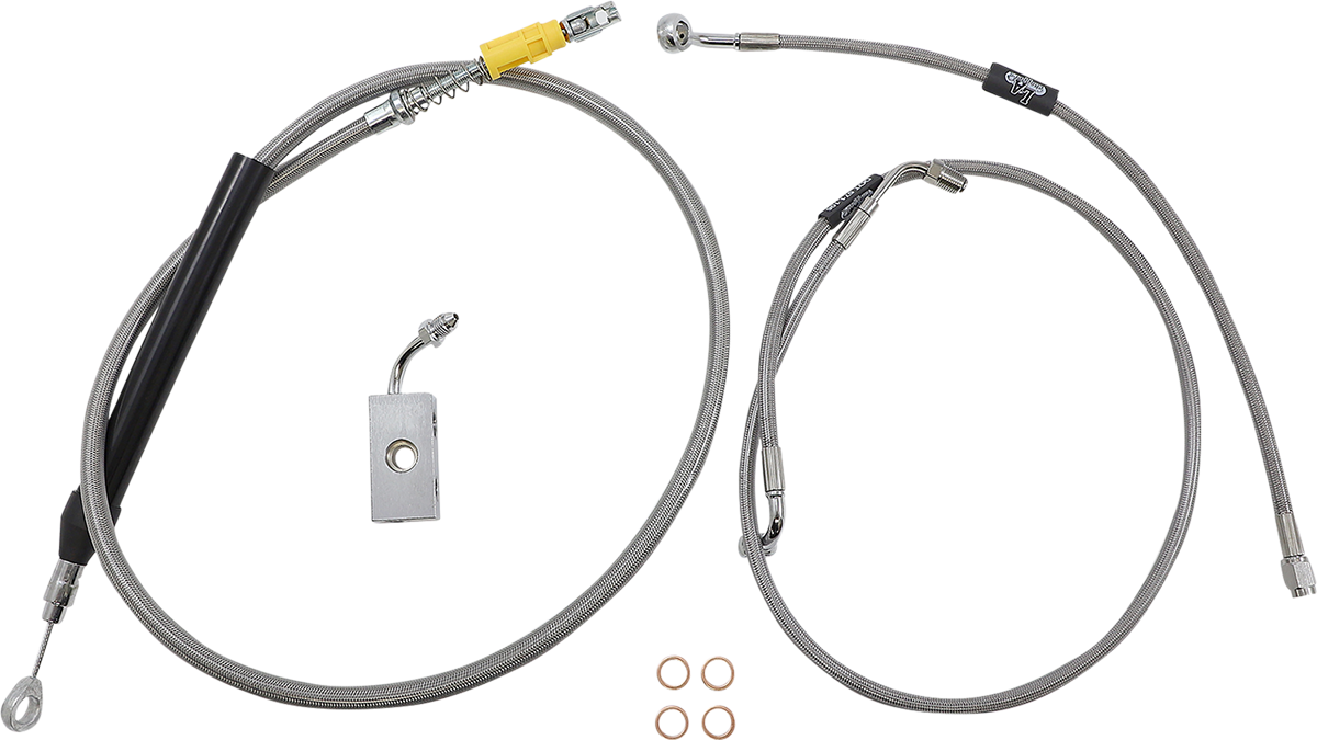 LA CHOPPERS Handlebar Cable/Brake Line Kit - 15" - 17" Ape Hanger Handlebars - Stainless Steel - Softail '18-'22 - LA-8155KT-16