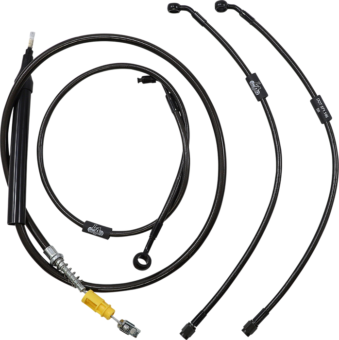 LA CHOPPERS Handlebar Cable/Brake Line Kit - Quick Connect - 15" - 17" Ape Hanger Handlebars - Midnight - Softail '18-'22 - LA-8157KT-16M