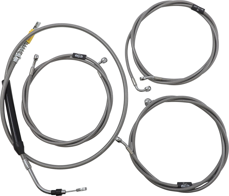 LA CHOPPERS Handlebar Cable/Brake Line Kit - 15" - 17" Ape Hanger Handlebars - Stainless Steel - FLH '21-'22 - LA-8056KT-16