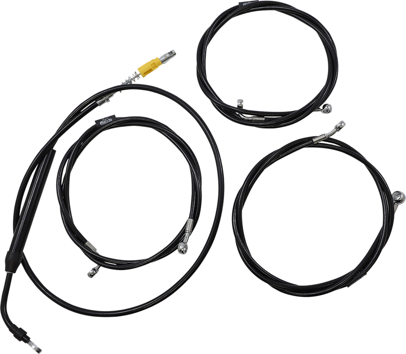 LA CHOPPERS Handlebar Cable/Brake Line Kit - 15" - 17" Ape Hanger Handlebars - Black Vinyl - FLH '21-'22 - LA-8056KT-16B