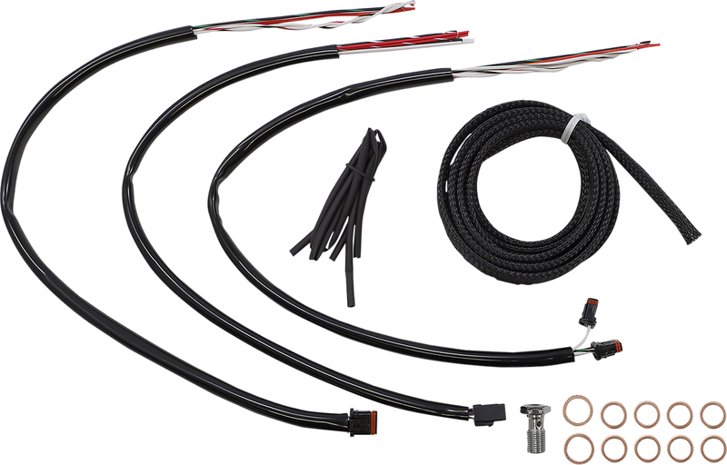 LA CHOPPERS Handlebar Cable/Brake Line Kit - Complete - 12" - 14" Handlebars - Black Vinyl - FLH '21-'22 - LA-8056KT2-13B