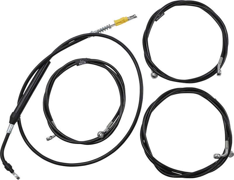 LA CHOPPERS Handlebar Cable/Brake Line Kit - 18" - 20" Ape Hanger Handlebars - Black Vinyl - FLH '21-'22 - LA-8056KT-19B