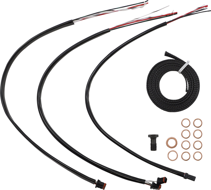 LA CHOPPERS Handlebar Cable/Brake Line Kit - Complete - 12" - 14" Handlebars - Midnight - Touring '21-'22 - LA-8056KT2-13M