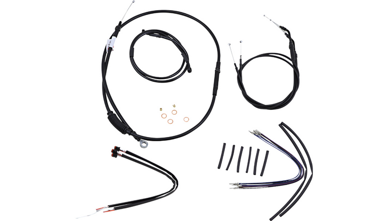BURLY BRAND Cable Kit - Jail Bar - 12" Handlebars - Harley-Davidson '14-'22 - Black Vinyl B30-1144