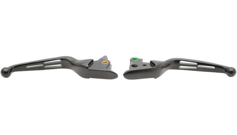 DRAG SPECIALTIES Levers - Slotted - Harley-Davidson 2015-2024 - Black H07-0603MB - PartsOutlet.com.au