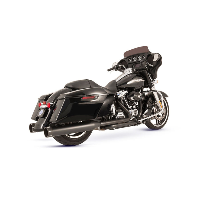 S&S CYCLE EL DORADO EXHAUST SYSTEM for M8 TOURING MODELS–Black with Black Highlight Machined Tracer End Cap 550-0702C