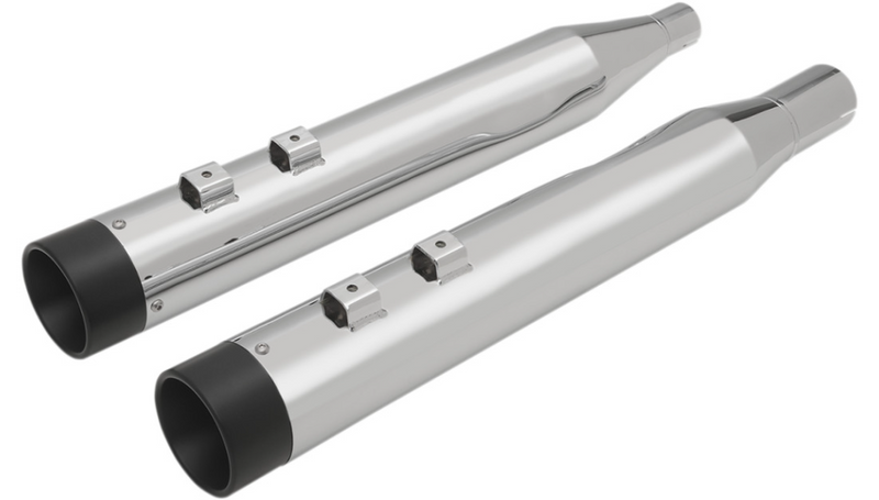 DRAG SPECIALTIES 4" Slip-On Mufflers for FL '17-'22 - Chrome/Black - H00971