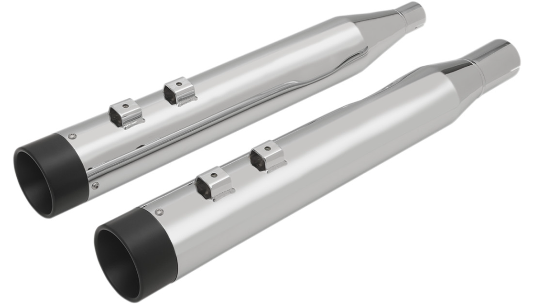 DRAG SPECIALTIES 4" Slip-On Mufflers for '17- '22 FL - Chrome/Black H00971