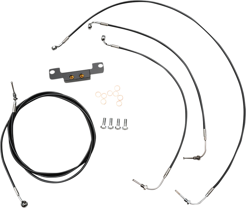 LA CHOPPERS Handlebar Cable/Brake Line Kit - Stock Ape Hanger Handlebars - Black Vinyl - Touring '21-'22 - LA-8058KT-08B