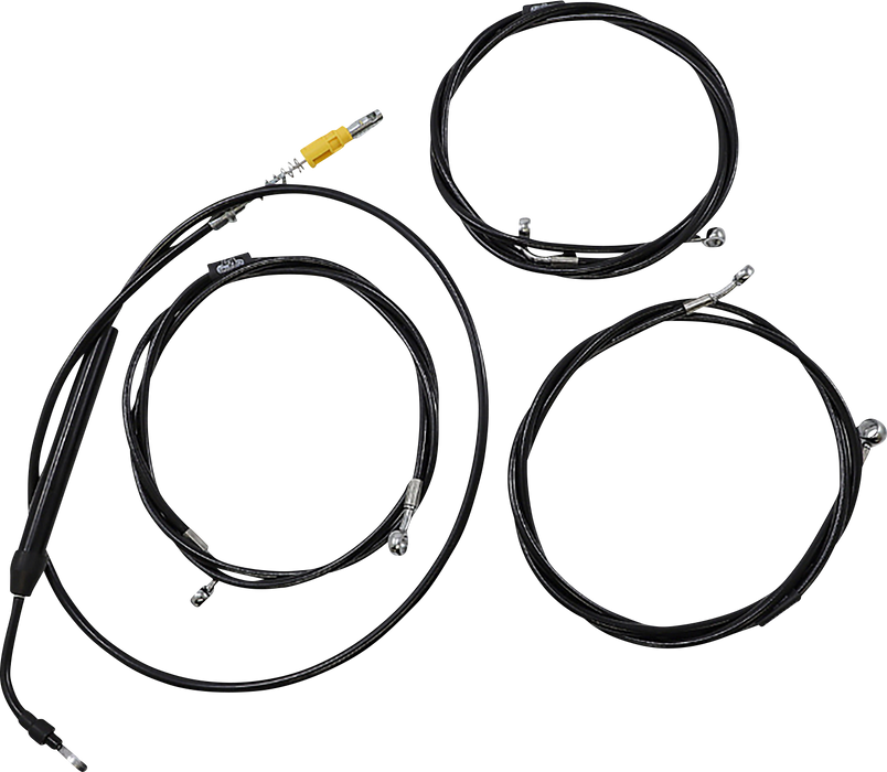 LA CHOPPERS Handlebar Cable/Brake Line Kit - 12" - 14" Ape Hanger Handlebars - Black Vinyl - FL '21-'22 - LA-8058KT-13B