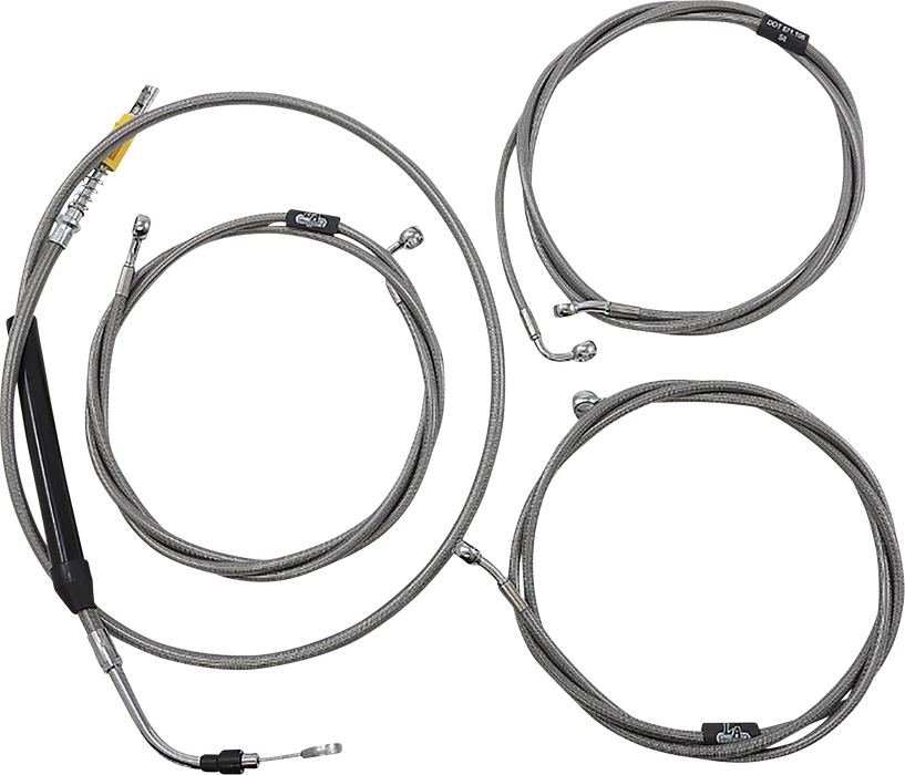 LA CHOPPERS Handlebar Cable/Brake Line Kit - 12" - 14" Ape Hanger Handlebars - Stainless Steel - FL '21-'22 - LA-8058KT-13