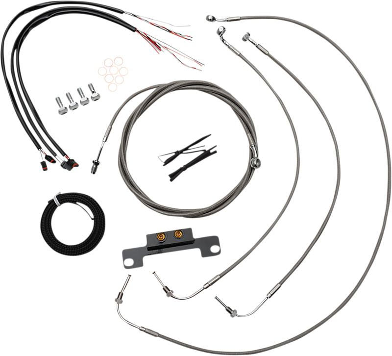 LA CHOPPERS Handlebar Cable/Brake Line Kit - Complete - Stock Handlebars - Stainless - FLTR '21-'22 - LA-8058KT2-08