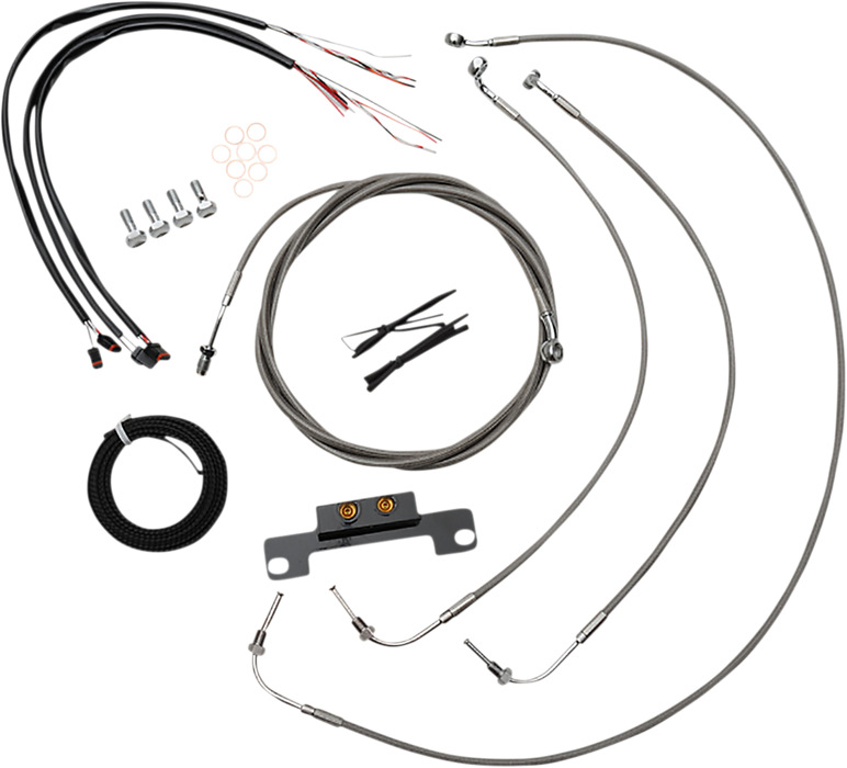 LA CHOPPERS Handlebar Cable/Brake Line Kit - Complete - Stock Handlebars - Stainless - Road Glide '21-'22 - LA-8058KT2-08