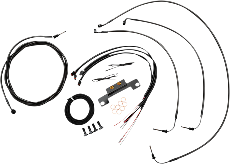 LA CHOPPERS Handlebar Cable/Brake Line Kit - Complete - Stock Handlebars - Midnight - Touring '21-'22 - LA-8058KT2-08M