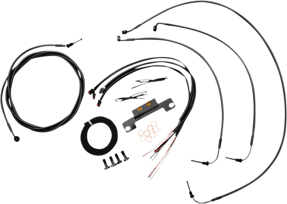 LA CHOPPERS Handlebar Cable/Brake Line Kit - Complete - Stock Handlebars - Midnight - FL '21-'22 - LA-8058KT2-08M