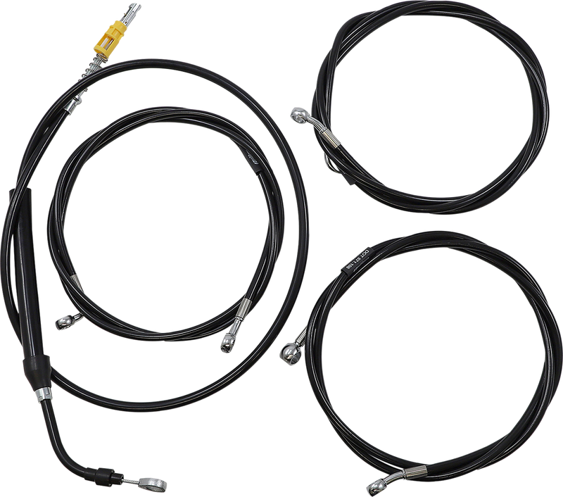 LA CHOPPERS Handlebar Cable/Brake Line Kit - Complete - 12" - 14" Handlebars - Black Vinyl - Touring '21-'22 - LA-8058KT2-13B