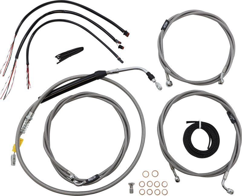 LA CHOPPERS Handlebar Cable/Brake Line Kit - Complete - 12" - 14" Handlebars - Stainless - FLTR '21-'22 - LA-8058KT2-13