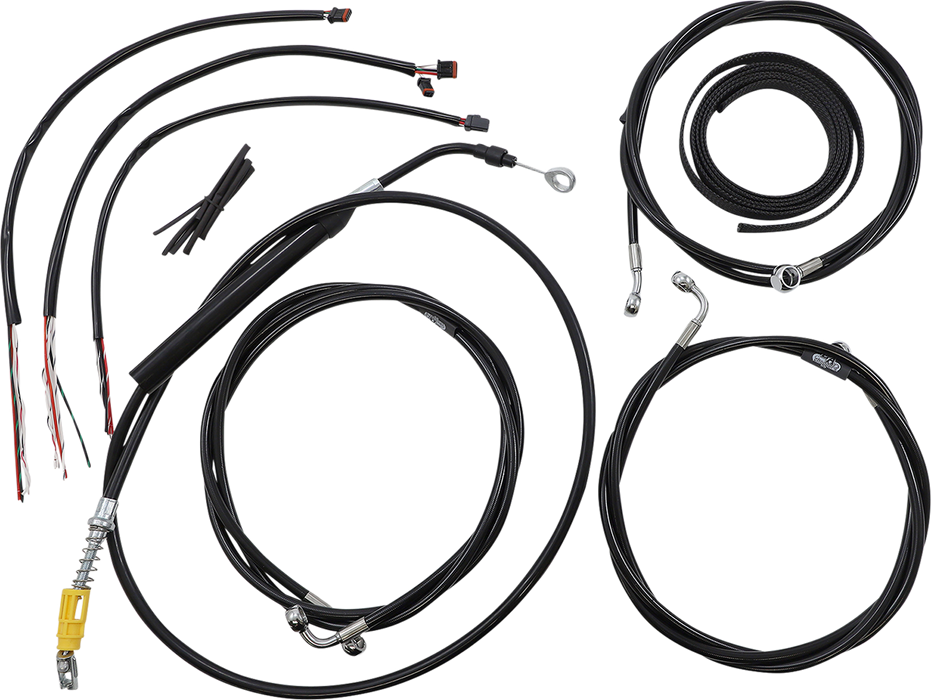 LA CHOPPERS Handlebar Cable/Brake Line Kit - Complete - 15" - 17" Handlebars - Black Vinyl - FL '21-'22 - LA-8058KT2-16B