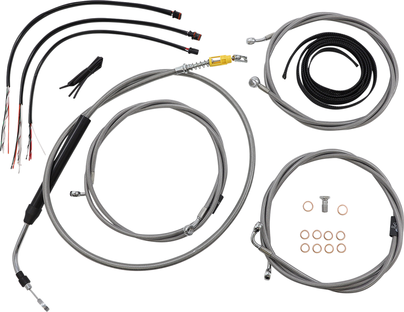 LA CHOPPERS Handlebar Cable/Brake Line Kit - Complete - 18" - 20" Handlebars - Stainless - FLTR '21-'22 - LA-8058KT2-19