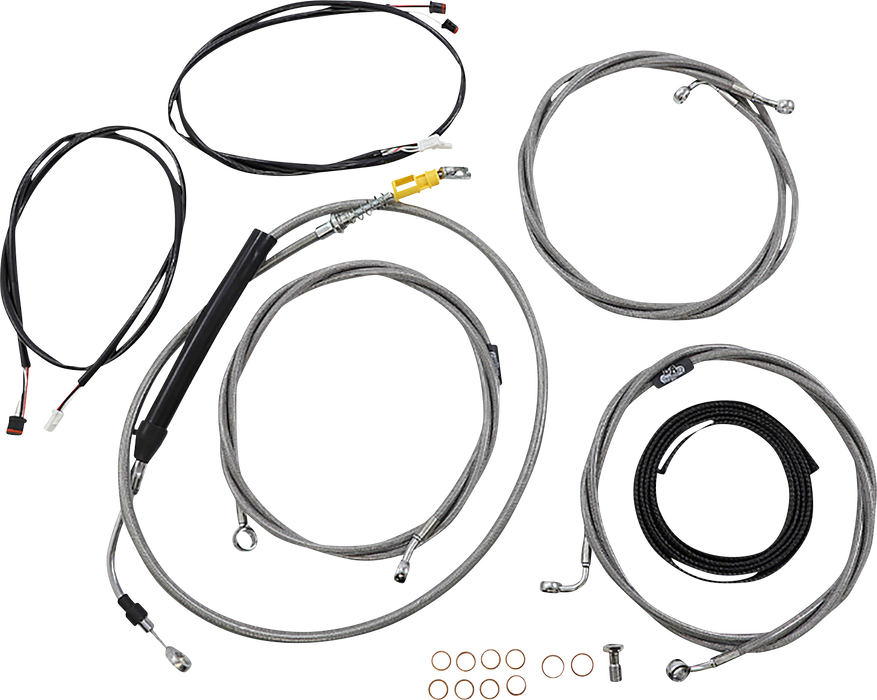 LA CHOPPERS Cable Kit - 15" - 17" Handlebars - ABS - Stainless - FL '21-'22 - LA-8058KT3-16