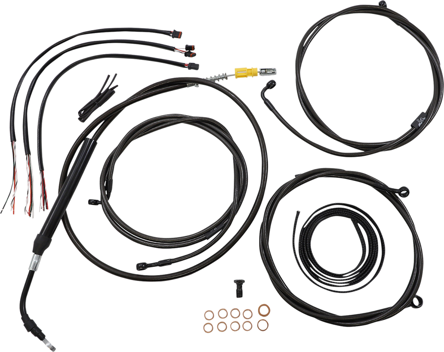 LA CHOPPERS Handlebar Cable/Brake Line Kit - Complete - 18" - 20" Handlebars - Midnight - FL '21-'22 - LA-8058KT2-19M