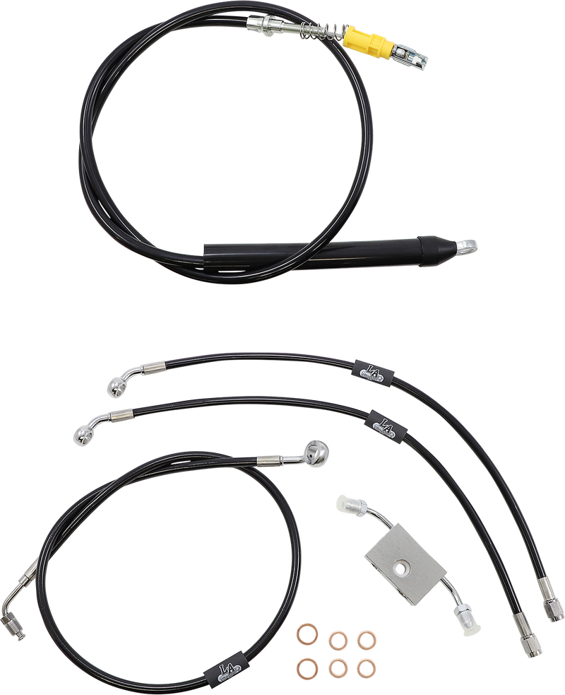 LA CHOPPERS Handlebar Cable/Brake Line Kit - Quick Connect - 18" - 20" Ape Hanger Handlebars - Black Vinyl - Softail '18-'22 - LA-8157KT-19B