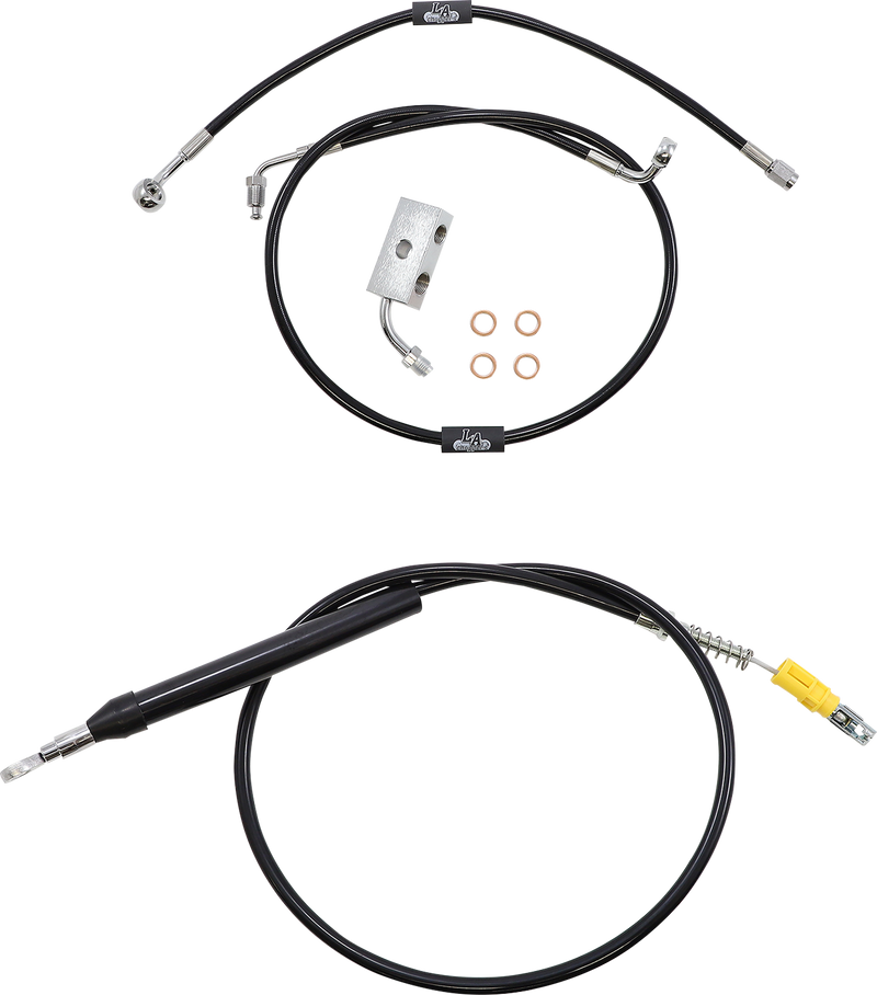 LA CHOPPERS Handlebar Cable/Brake Line Kit - 15" - 17" Ape Hanger Handlebars - Black Vinyl - Softail '18-'22 - LA-8155KT-16B