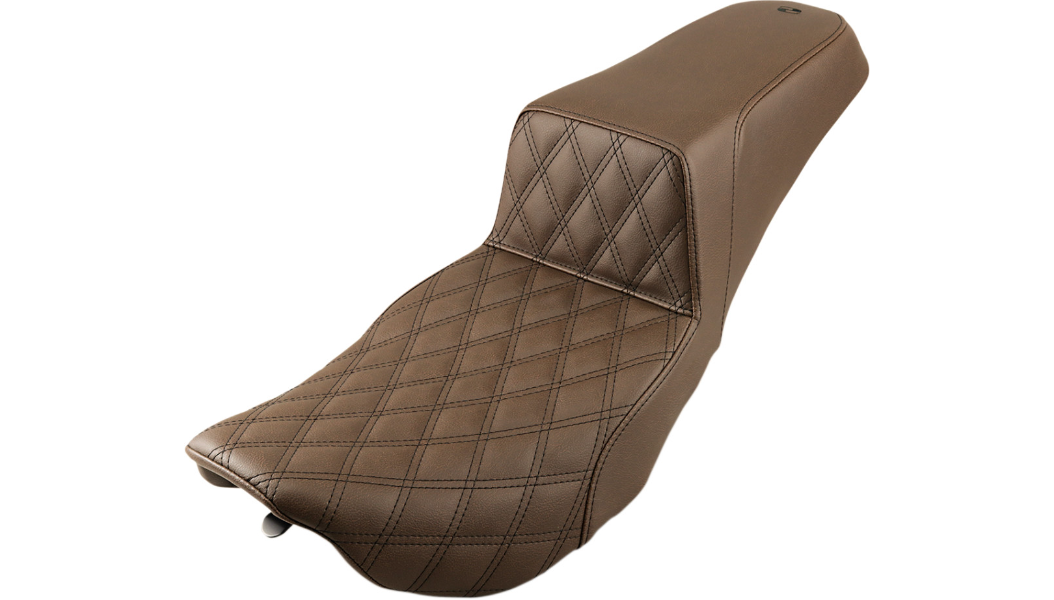 SADDLEMEN Step Up Seat - Lattice Stitched - Brown - Street Glide/Road King '97-'07 - 897-06-172BR - PartsOutlet.com.au