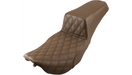 SADDLEMEN Step Up Seat - Lattice Stitched - Brown - Street Glide/Road King '97-'07 - 897-06-172BR - PartsOutlet.com.au