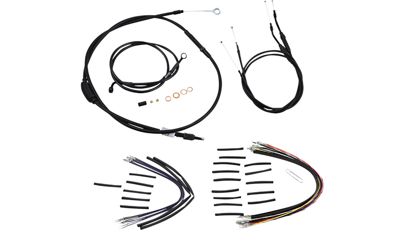 BURLY BRAND Cable Kit - Jail Bar - 12" Handlebars - Harley-Davidson '07-'11 - Black Vinyl B30-1147