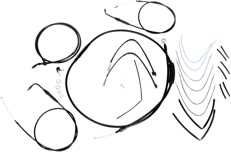 BURLY BRAND Cable Kit - 14" Ape Hanger Handlebars - Softail '11-'15 - NON ABS - Black - B30-1070