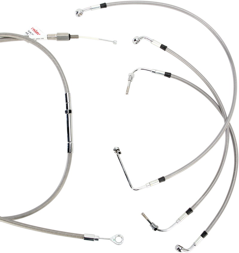 BURLY BRAND Handlebar Cable/Brake Line Kit - Complete - 13" Ape Hanger Handlebars - Stainless Steel - Harley-Davidson '08-'13 - B30-1103