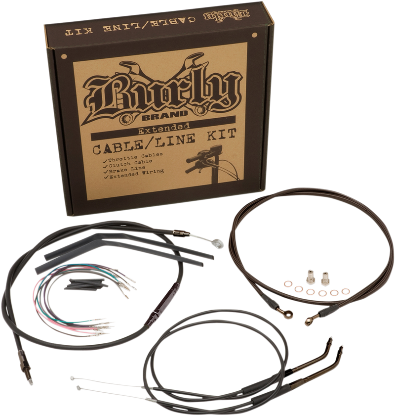 BURLY BRAND Cable Kit - Jail Bar - 12" Handlebars - Harley-Davidson '14-'22 - Black Vinyl B30-1144