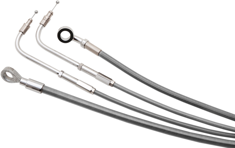 BURLY BRAND Handlebar Cable/Brake Line Kit - Complete - 14" Ape Hanger Handlebars - Stainless Steel - Road King '14-'16 - B30-1152