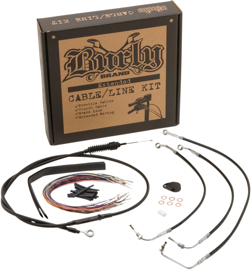 BURLY BRAND Handlebar Cable/Brake Line Kit - Complete - 13" Ape Hanger Handlebars - Stainless Steel - Harley-Davidson '17-'20 - B30-1238
