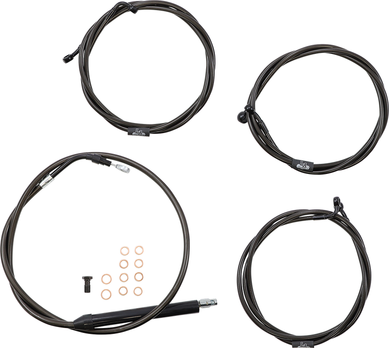 LA CHOPPERS Handlebar Cable/Brake Line Kit - 15" - 17" Ape Hanger Handlebars - Midnight - FLH '21-'22 - LA-8056KT-16M