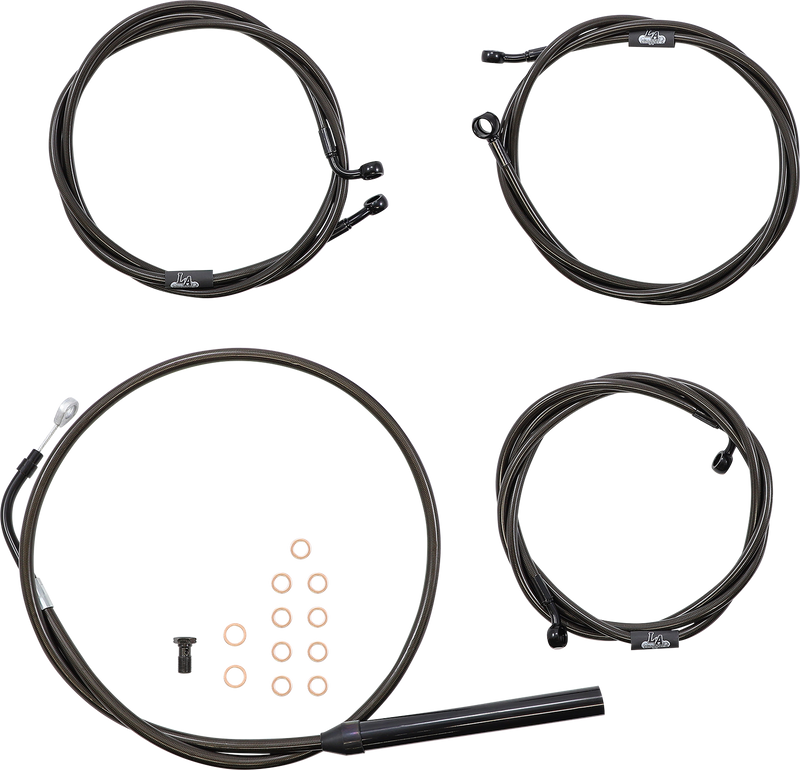 LA CHOPPERS Handlebar Cable/Brake Line Kit - 12" - 14" Ape Hanger Handlebars - Midnight - FLH '21-'22 - LA-8056KT-13M