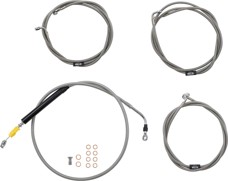 LA CHOPPERS Handlebar Cable/Brake Line Kit - 18" - 20" Ape Hanger Handlebars - Stainless Steel - FLH '21-'22 - LA-8056KT-19